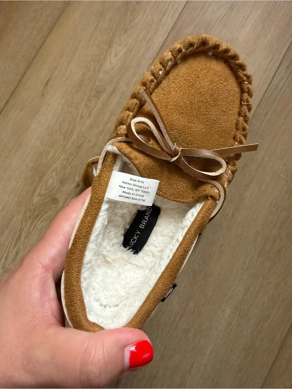 Lucky Brand Kids Tan Suede Moccasin Slippers
